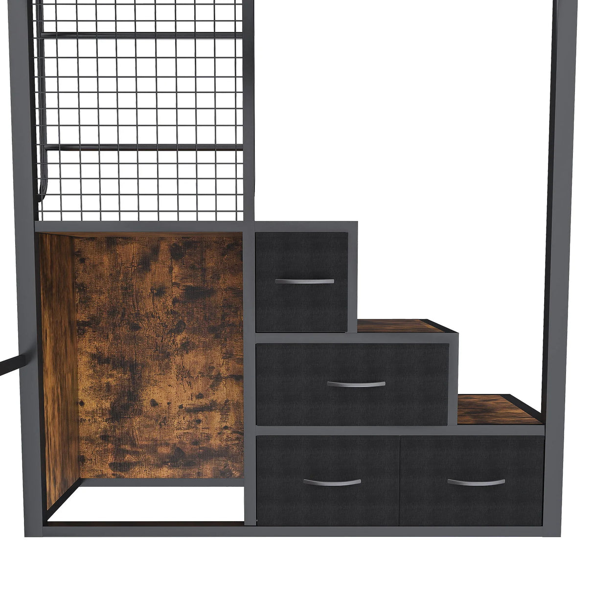 Heavy Duty Full Loft Bed With Desk & USB Charging Metal Frame With Storage Drawers And Staircase - Black - Furniture Home Direct
