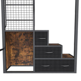 Heavy Duty Full Loft Bed With Desk & USB Charging Metal Frame With Storage Drawers And Staircase - Black - Furniture Home Direct
