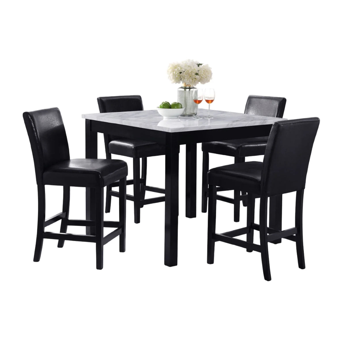 5 Piece Counter Height Dining Set With Table And Upholstered Chairs - Furniture Home Direct
