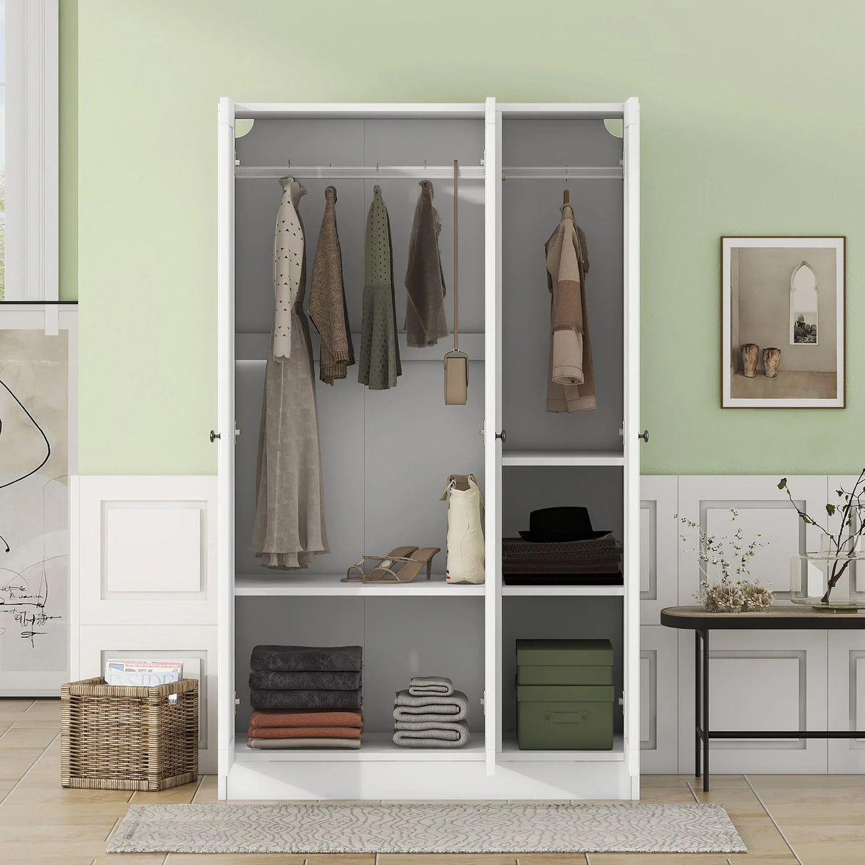 3 Door Shutter Wardrobe With Shelves - Furniture Home Direct