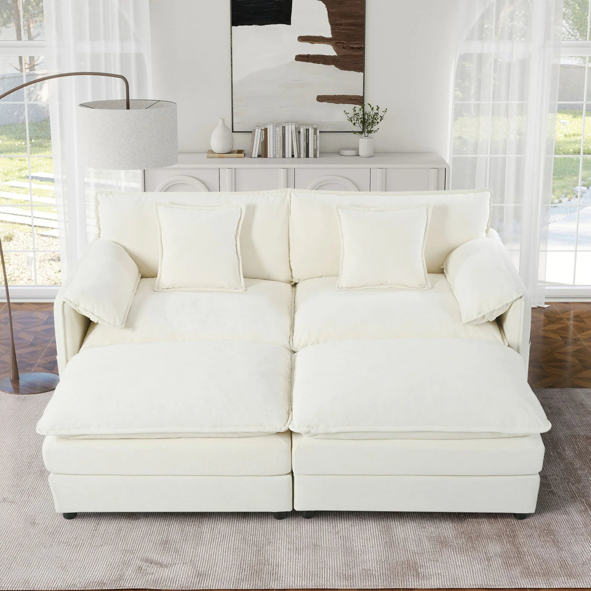 Modern Comfy Deep Seat Modular Sectional Sofa Cloud Couch With Ottoman - Furniture Home Direct