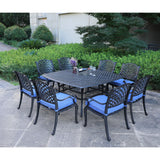 Square 8 Person 63.98" Long Dining Set With Dupione Brown Cushions - Furniture Home Direct