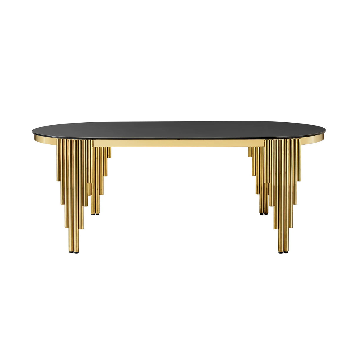 Oval Dining Table With Glass Top And Stainless Steel Base - Furniture Home Direct
