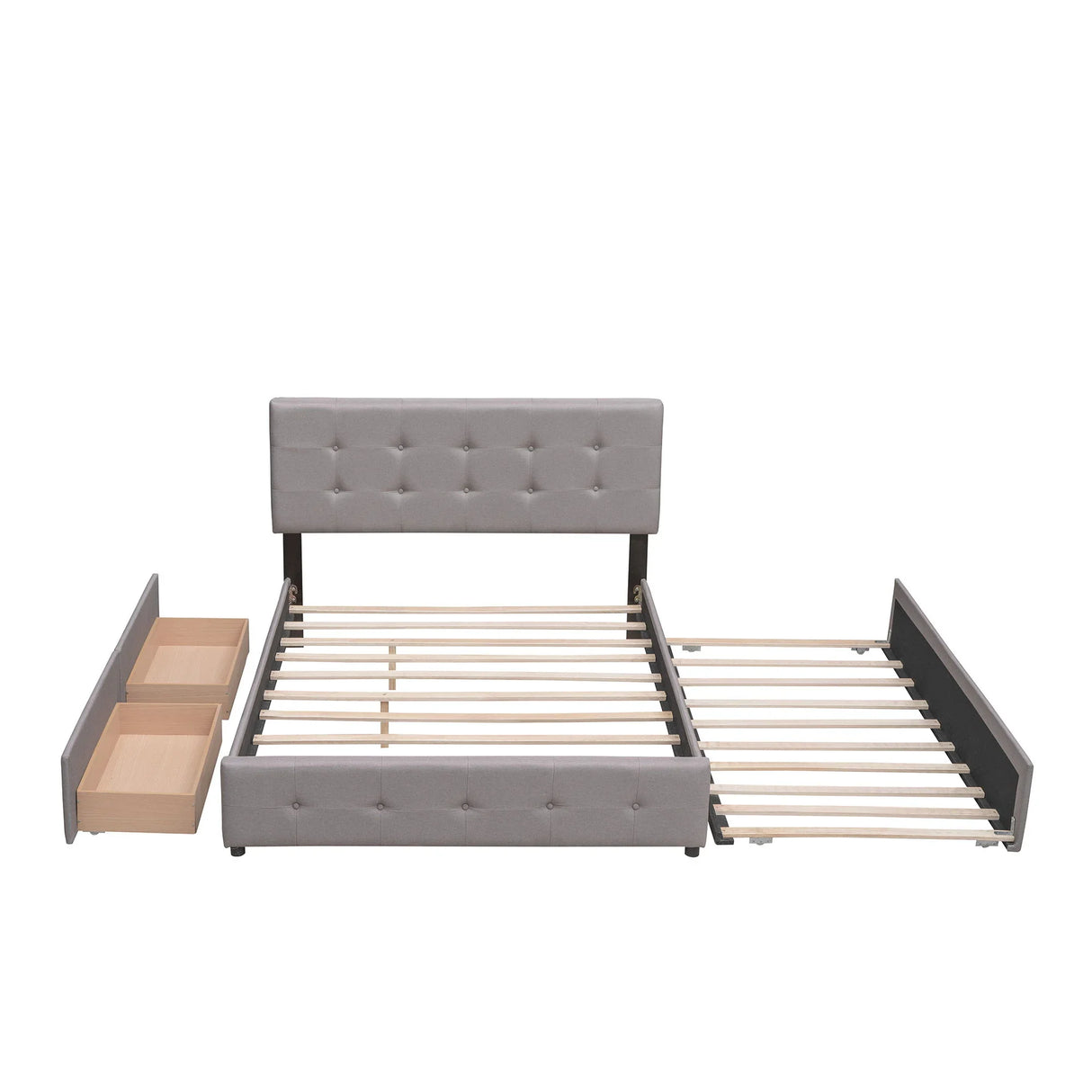 Upholstered Platform Bed With Classic Headboard And Drawers, No Box Spring Needed - Furniture Home Direct