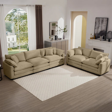 Modern Sofa and Loveseat Set -Tan - Furniture Home Direct
