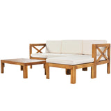 Outdoor 5-Piece Sectional Set with Cushions, Natural Finish+ Beige Cushions - Furniture Home Direct