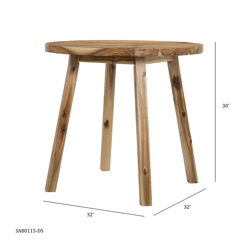 Round Dining Table, Solid Wood - Natural Wood / Brown - Furniture Home Direct