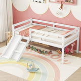 Low Loft Bed With Slide, Ladder, Safety Guardrails, No Box Spring Needed - Furniture Home Direct