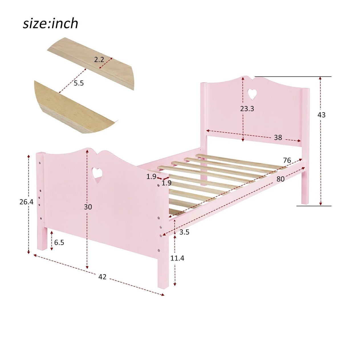 Platform Bed With Slat Support And Headboard And Footboard - Furniture Home Direct