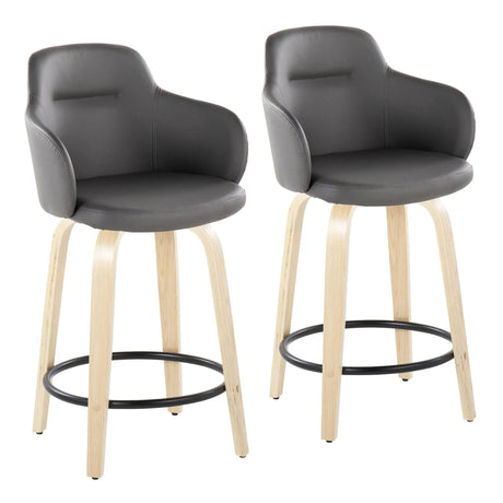 Boyne - Contemporary Fixed Height Counter Stool With Swivel (Set of 2) Round Footrest - Furniture Home Direct