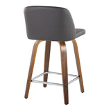 Toriano - Mid Century Modern Fixed Height Counter Stool With Swivel And Square Footrest (Set of 2) - Furniture Home Direct