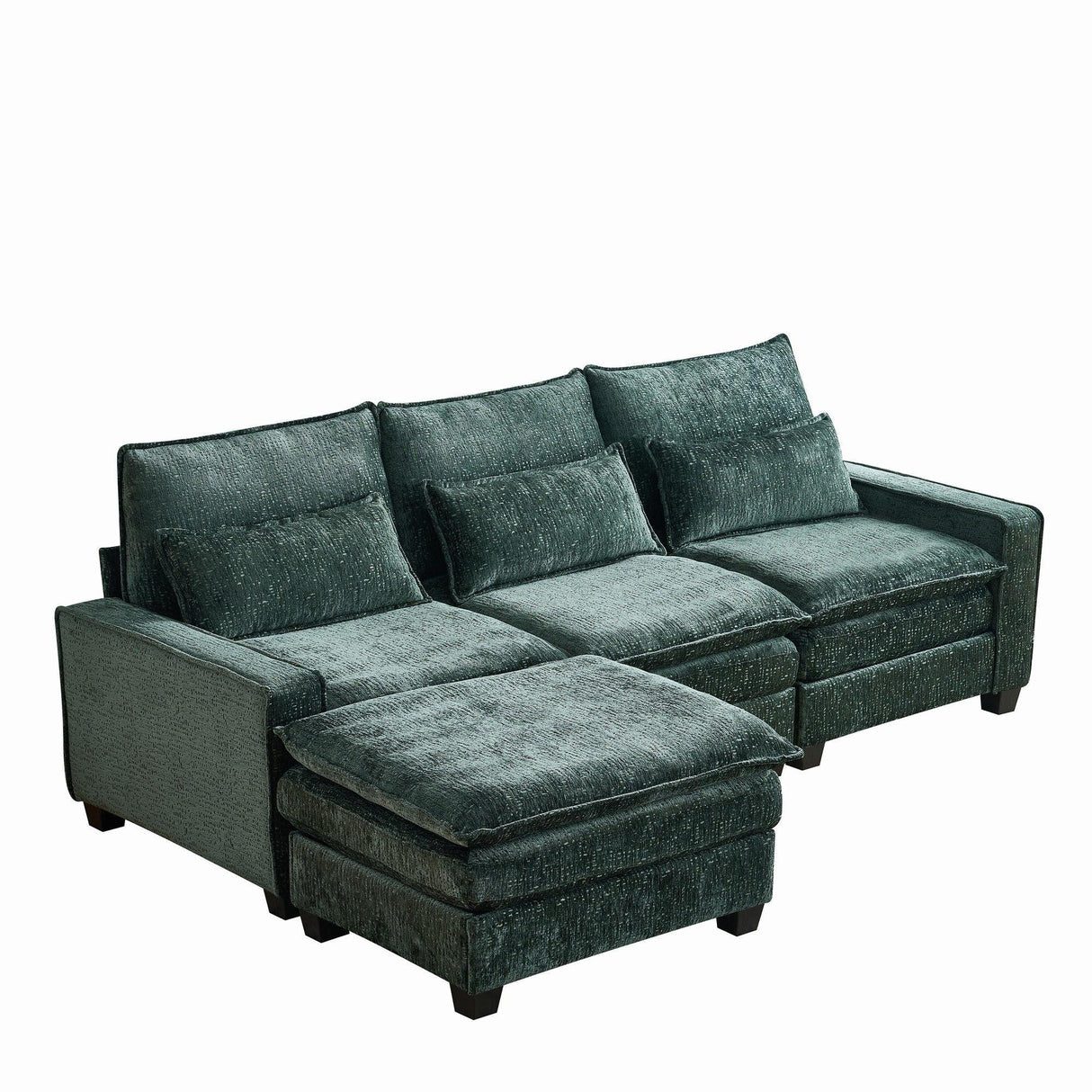 Modern Comfy Chenille L Shaped Sectional Sofa With Movable Ottoman - Furniture Home Direct