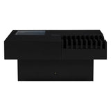 Coffee Table Mid Century Modern Wood Slotted Surface Black - Furniture Home Direct