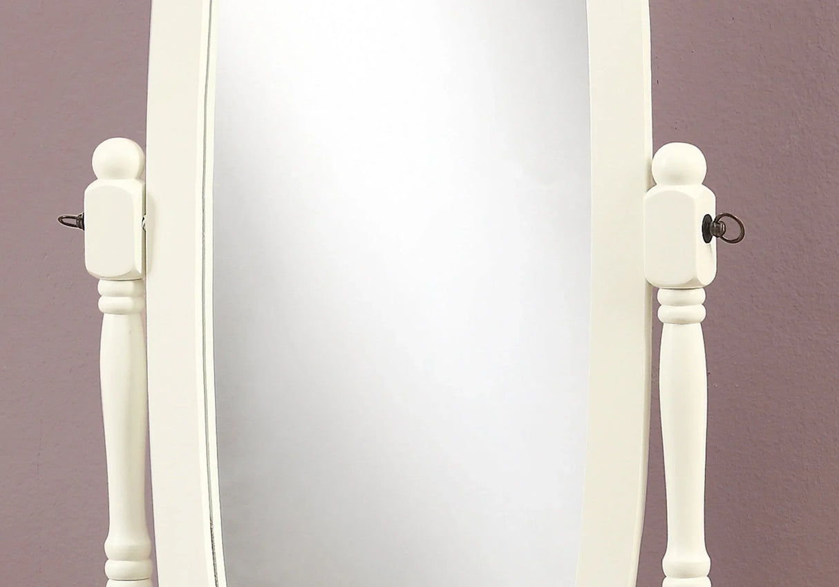 Standing Floor Mirror Full Length Oval Dressing For Bedroom - White - Furniture Home Direct