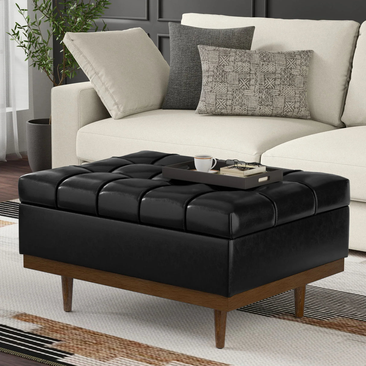 Mariah - Upholstered Lift Top Table Storage Ottoman - Furniture Home Direct