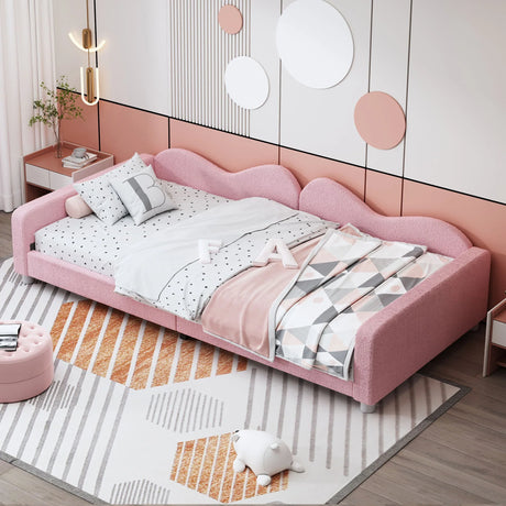 Upholstered Daybed, Sherpa Fabric Sofabed With Cloud-Shaped Backrest - Furniture Home Direct