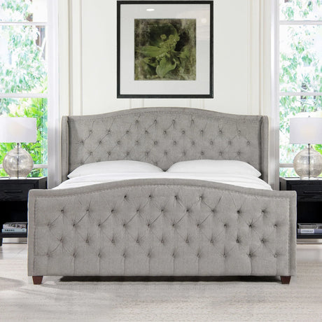 Marcella - Upholstered Shelter Headboard Bed Set - Furniture Home Direct
