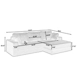 Modern Minimalist L Shape Modular Sectional Sofa, Corduroy Couch - Furniture Home Direct