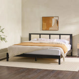 King Bed With Rattan Panel Headboard - Black - Furniture Home Direct