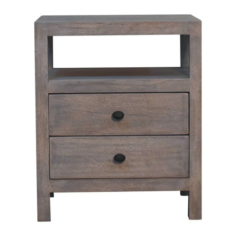 Acid - 2 Drawer Open Bedside Table - Gray Ash - Furniture Home Direct