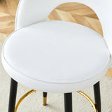 Counter Height Stools Upholstered Gold Footrest White - Furniture Home Direct