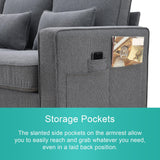 4 Seater Modern Linen Sofa With Armrest Pockets And 4 Pillows, Minimalist Style Couch For Living Room - Furniture Home Direct