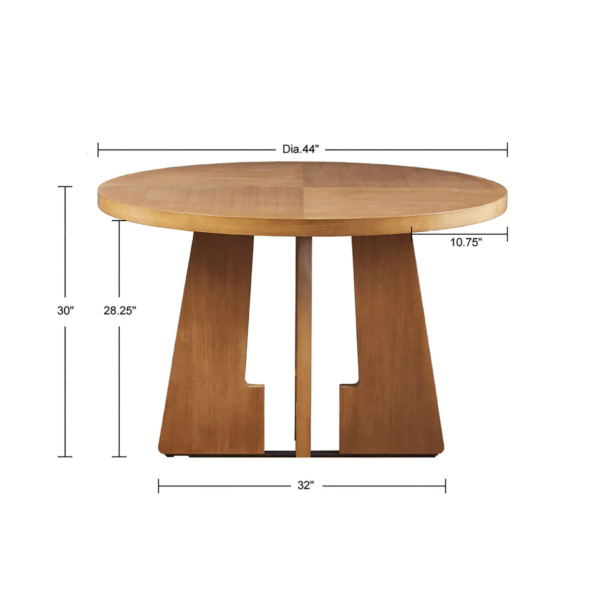 Modern Round Dining Table With Pecan Wood Veneer - Walnut - Furniture Home Direct