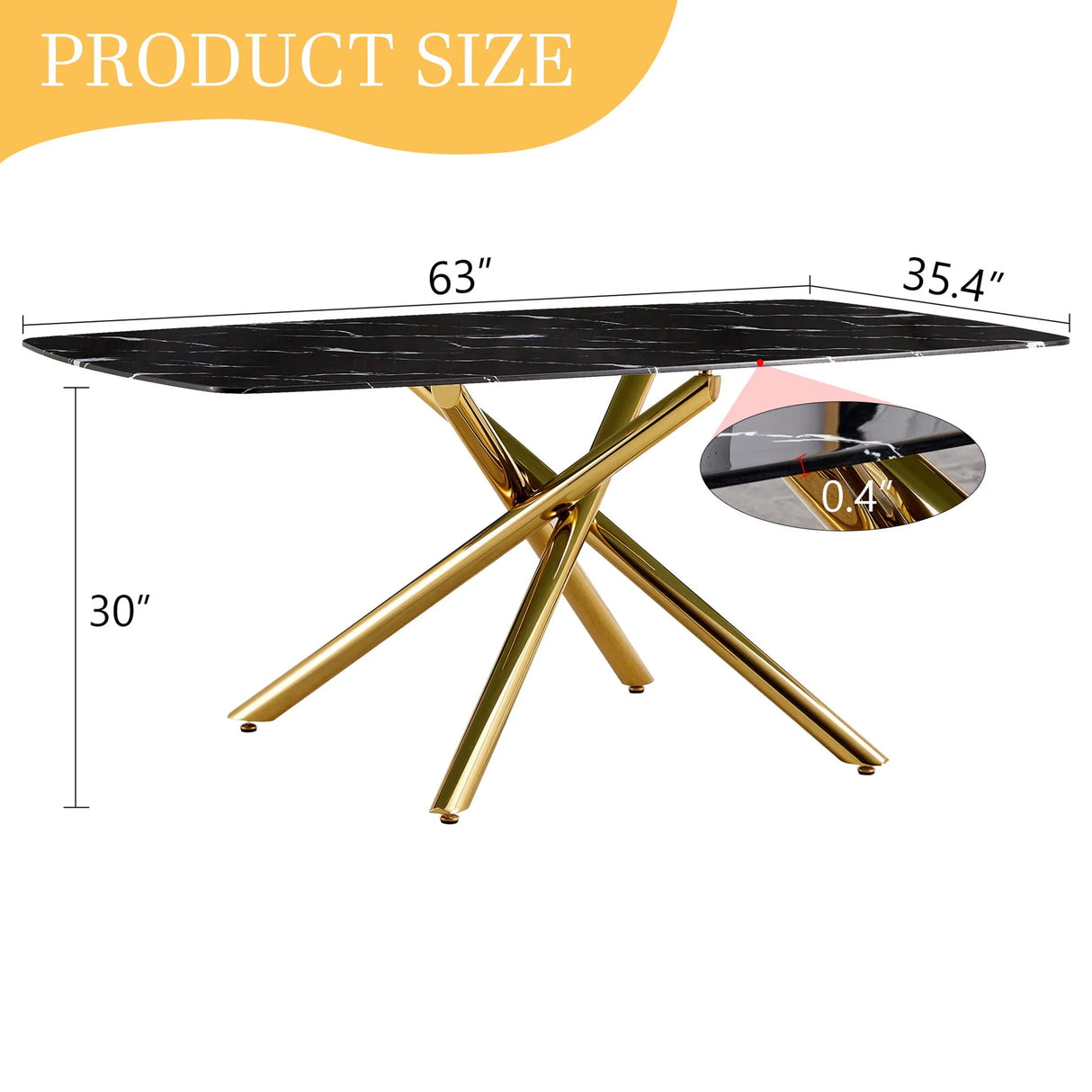 Luxurious Marble Patterned Dining Table With Metal Fork Legs - Furniture Home Direct