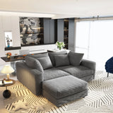 Deep Seat Convertible Sofa With Soft Pillows And Ottomans - Furniture Home Direct