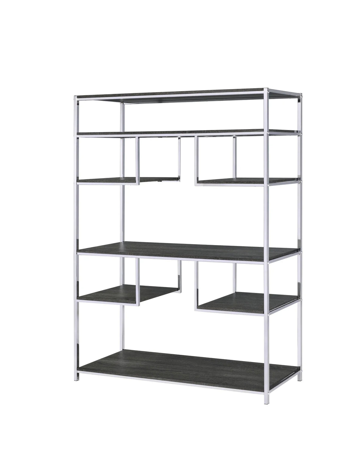 Vonara - Bookshelf - Chrome / Gray / Oak - Furniture Home Direct