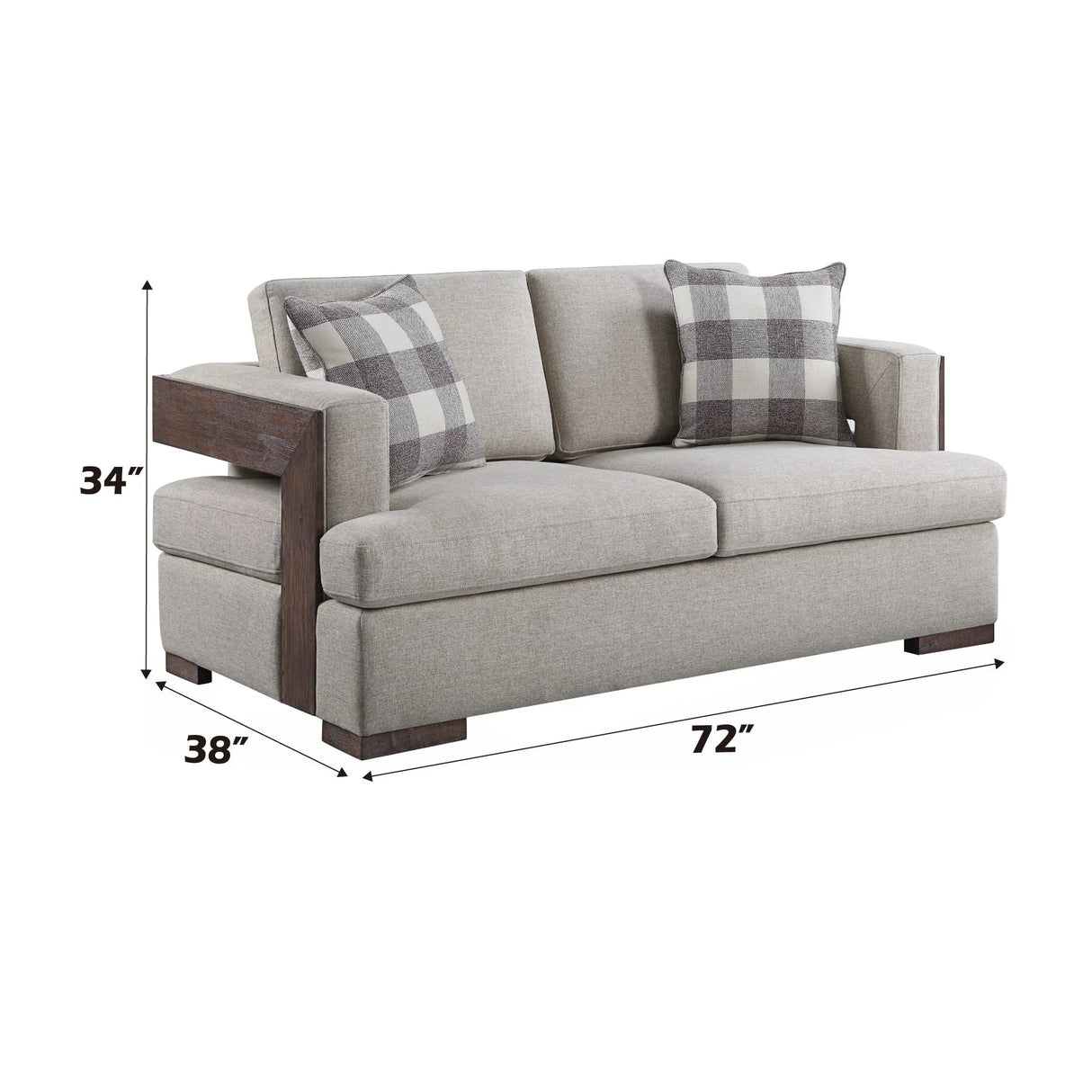 Niamey - 3 Piece Living Room Set With Toss Pillows - Walnut - Furniture Home Direct