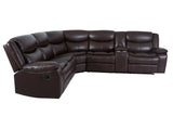 Sectional Sofa Leather Manual Reclining Family Room Brown - Furniture Home Direct