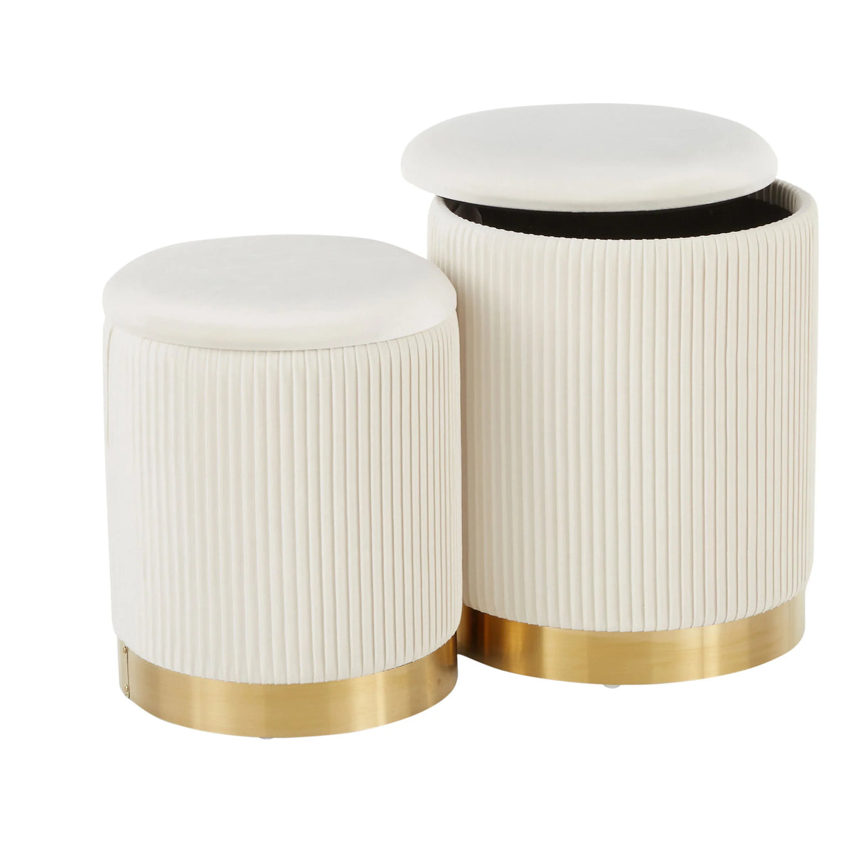Marla - Contemporary Nesting Pleated Ottoman Set - Furniture Home Direct