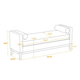 Elegant Upholstered Bench Daybed Ottoman With Bolster Pillows - Furniture Home Direct