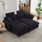 Modern Corduroy Deep Seat Sectional Sofa With Ottoman - Furniture Home Direct