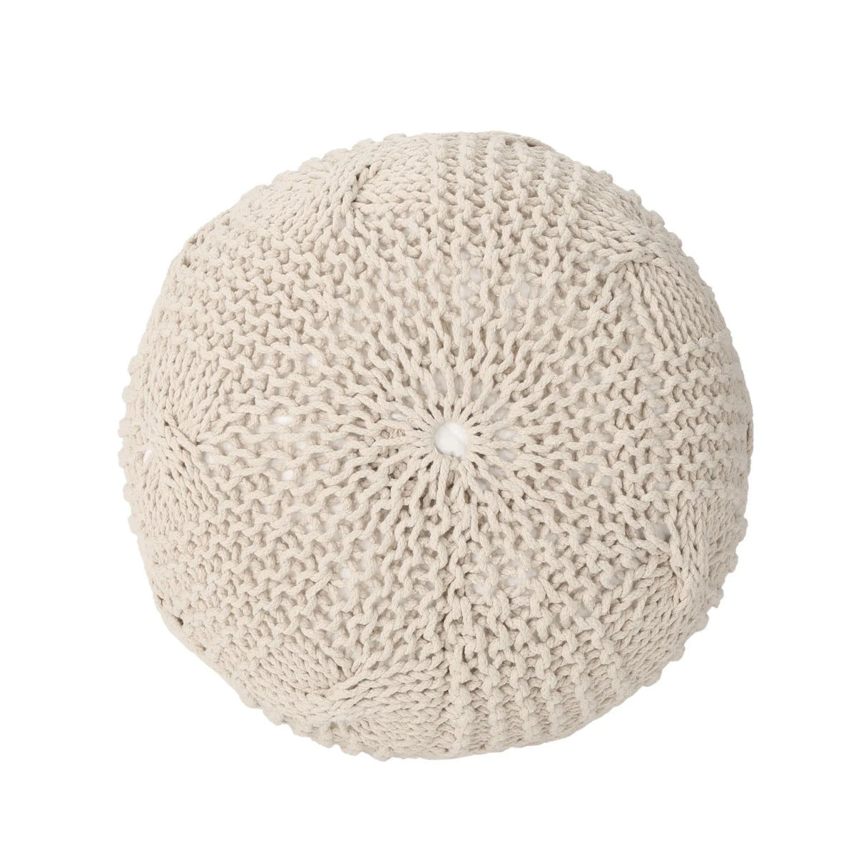 Bordeaux - Knitted Cotton Round Pouf - Furniture Home Direct