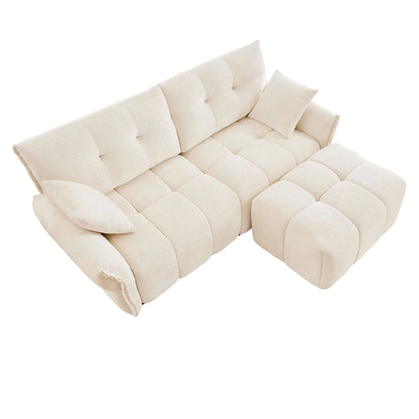 Sofa Set With Ottoman And Pillows, Textured, High Resilience Cushions - Furniture Home Direct