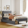 Twin Size Upholstered Platform Bed With 2 Drawers - Gray - Furniture Home Direct
