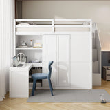 Loft Bed With Wardrobe, Desk And Shelves - Furniture Home Direct