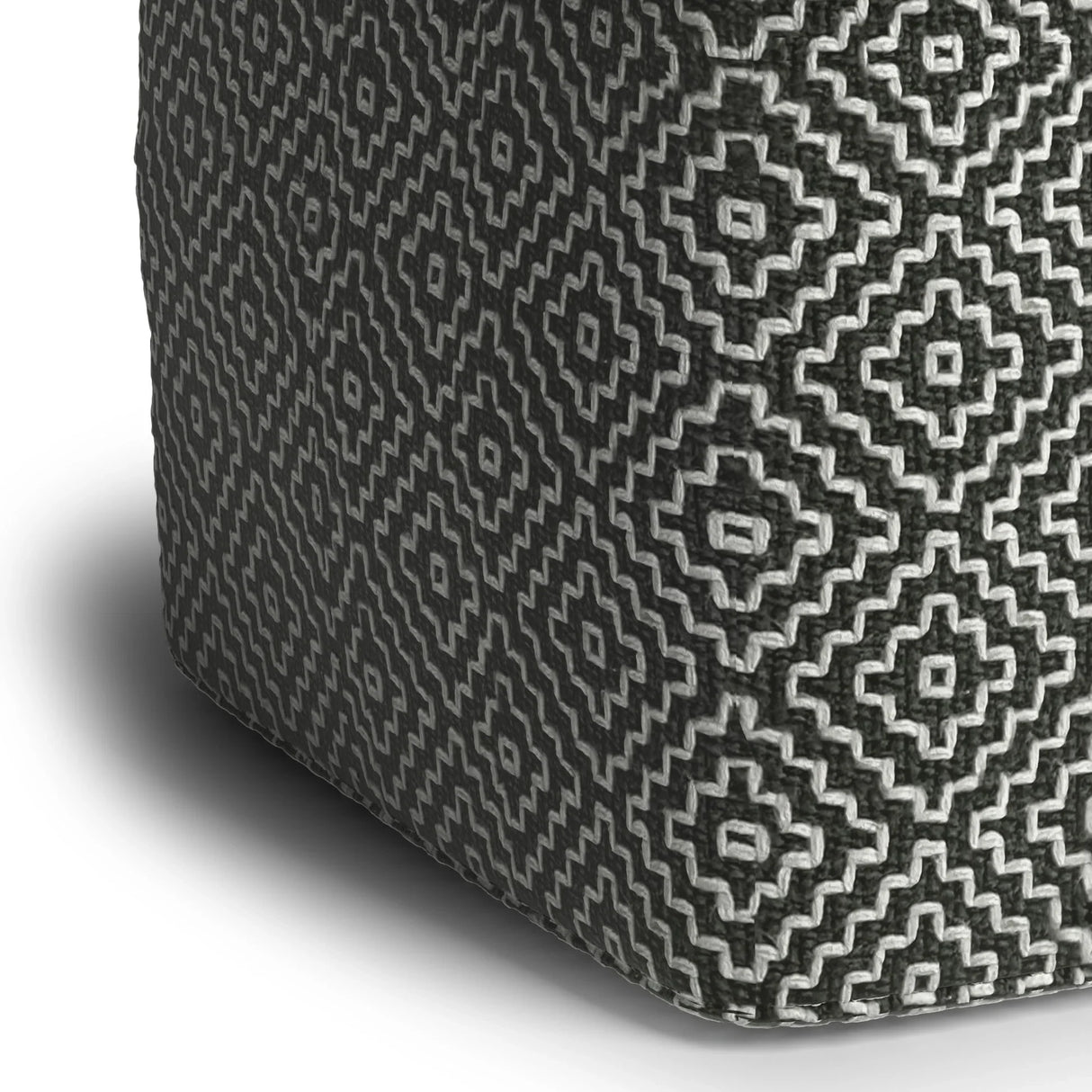 Briella - Square Woven Outdoor / Indoor Pouf - Gray / White - Furniture Home Direct