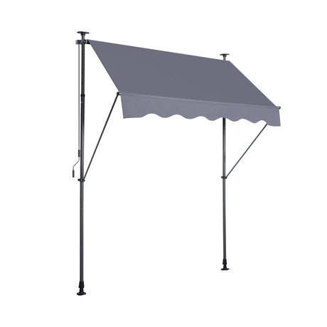Manual Retractable Patio Awning, UV Resistant Polyester Sun Shade With No Drill Installation - Furniture Home Direct