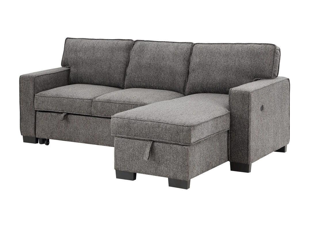 Estelle - Fabric Reversible Sleeper Sectional With Storage Chaise Drop-Down Table 2 Cup Holders And 2 USB Ports - Furniture Home Direct