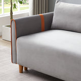 Convertible Comfortable Sleeper Velvet Sofa Couch with Storage for for Living Room Bedroom Sofabed Gray - Furniture Home Direct