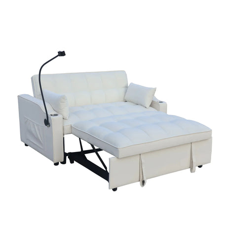 Modern Velvet Loveseat Futon Sofa With Pullout Bed, Adjustable Reclining Backrest, Toss Pillows - Furniture Home Direct