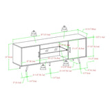 Mid-Century Modern 2 Door TV Stand With Glass Shelf - Furniture Home Direct