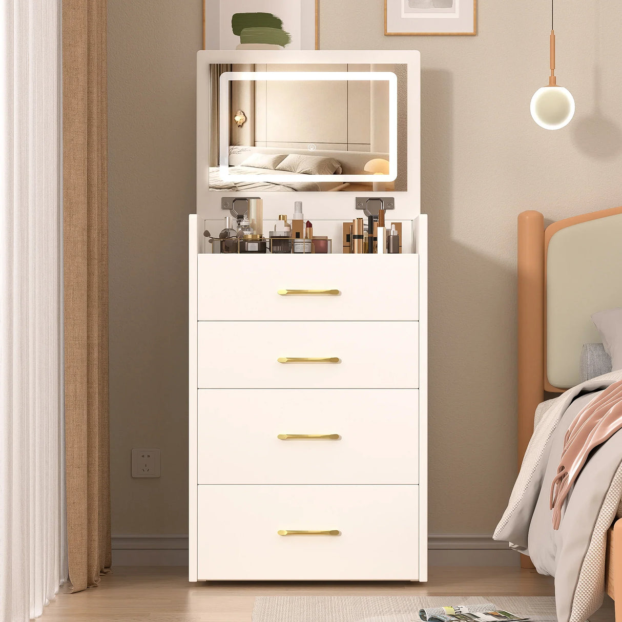 Vanity Desk With Mirror And 3 Drawers American Design White - Furniture Home Direct