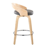 Grotto - Contemporary Fixed Height Counter Stool With Swivel With Round Footrest (Set of 2) - Furniture Home Direct
