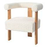 Mid-Century Modern Barrel Accent Chair, Upholstered Kitchen & Dining Room Chairs With Arms, Teddy Velvet Boucle Accent Chairs Side Chairs For Kitchen Living Room Bedroom - White