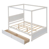 Canopy Platform Bed With Drawers, Support Slats, No Box Spring Needed - Furniture Home Direct