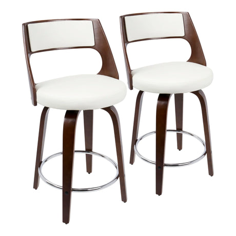 Cecina - Mid-Century Modern Fixed Height Counter Stool With Swivel And Round Footrest (Set of 2) - Furniture Home Direct